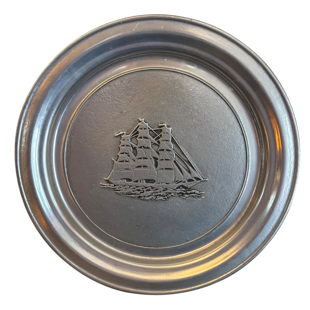 Wilton RWP Armetale Pewter Sailing Ship Plate Columbia PA USA Nautical 10.75 in